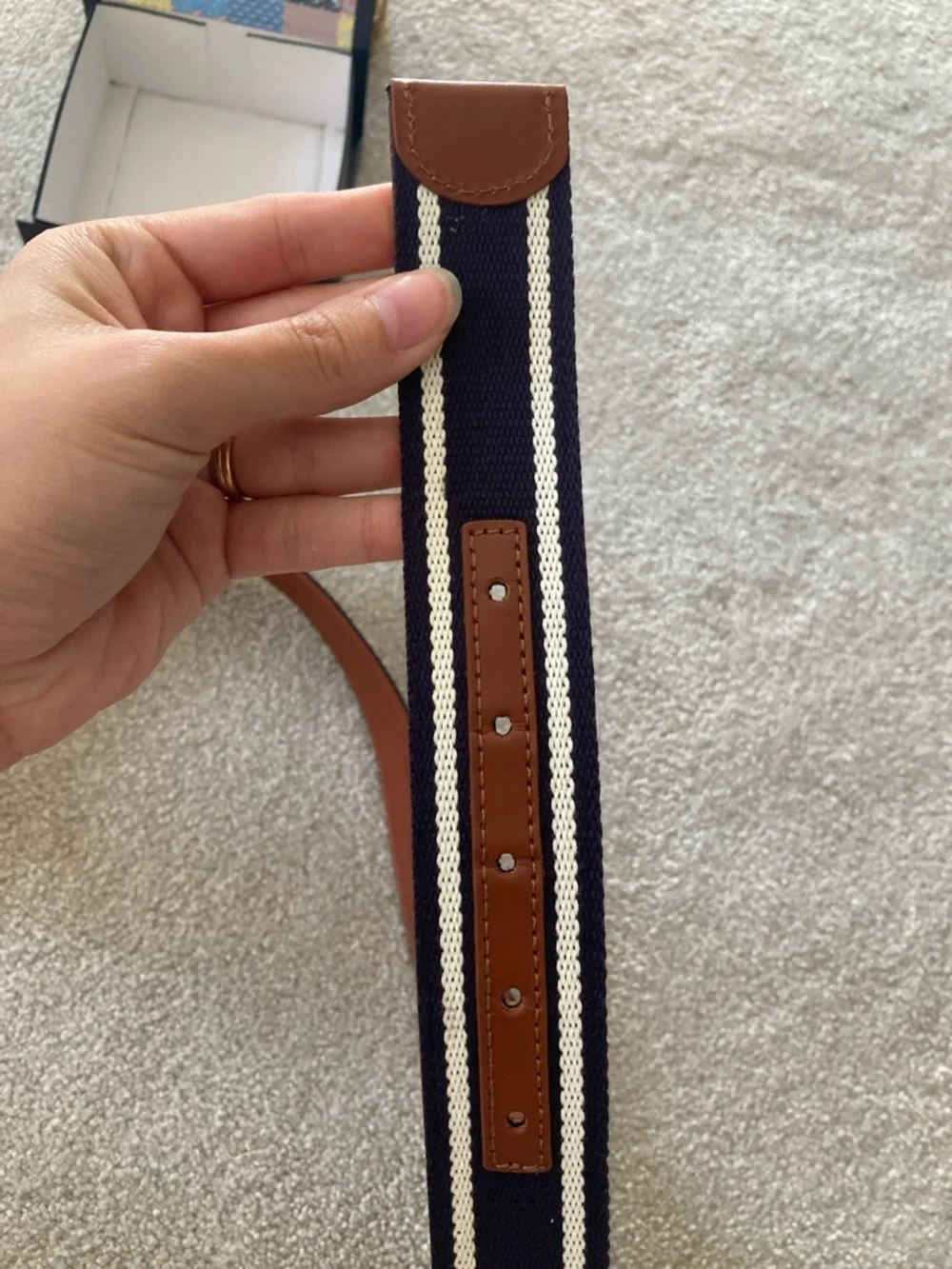 NWT Vineyard Vines Heritage Stripe Reversible Belt - Nautical Navy